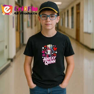 Tricou Harley quinn silueta inimioare si stele, Copii | Dama | Barbat , tricou negru - Img 5