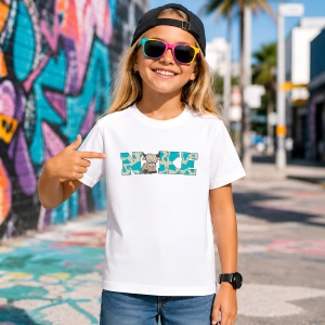 Tricou Highland Cow Teal Texture Rustic Urban Mashup Art, din bumbac 100% Copii | Dama | Barbat - Img 4