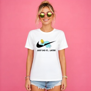 Tricou Homer Simpson Lazy Vibe Logo Gri Just Do It Later Urban, din bumbac 100% Copii | Dama | Barbat - Img 3