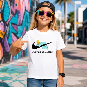 Tricou Homer Simpson Lazy Vibe Logo Gri Just Do It Later Urban, din bumbac 100% Copii | Dama | Barbat - Img 4