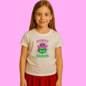 Tricou Howdy Grinch Western Christmas, din bumbac 100%, tricou alb, Copii | Dama | Barbat - Img 1