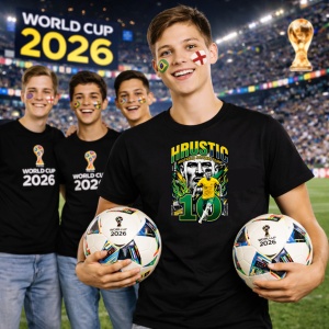 Tricou Hrustic Australia World Cup Fifa 2026, din bumbac 100%, tricou negru, Copii | Dama | Barbat - Img 7