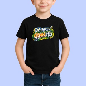 Tricou Hungry For Goal Minge Fotbal Design Dinamic V1, din bumbac 100%, tricou negru Copii | Dama | Barbat - Img 2