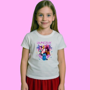 Tricou Huntrix K Pop Hunters Demon Colaj Huntrix Cu Mascota Derpy, din bumbac 100%, tricou alb, Copii | Dama | Barbat - Img 2