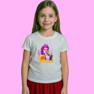 Tricou Huntrix K Pop Hunters Demon Rumi Portret Solo Muzical, din bumbac 100%, tricou alb, Copii | Dama | Barbat - Img 2