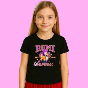 Tricou Huntrix K Pop Hunters Demon Rumi Portret Violet 2025, din bumbac 100%, tricou negru, Copii | Dama | Barbat