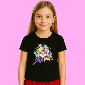 Tricou Huntrix K Pop Hunters Demon Saja Boys Colaj Artistic, din bumbac 100%, tricou negru, Copii | Dama | Barbat