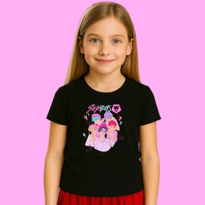 Tricou Huntrix K Pop Hunters Demon Saja Boys Pastel Grup Portret, din bumbac 100%, tricou negru, Copii | Dama | Barbat - Img 2