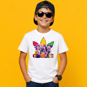 Tricou Huntrix K-Pop Style Urban Neon Purple Streetwear, din bumbac 100% Copii | Dama | Barbat