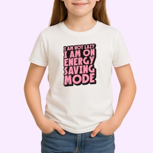 Tricou I Am Not Lazy I Am On Energy Saving Mode Roz, din bumbac 100% , tricou alb pentru Copii | Dama | Barbat - Img 2