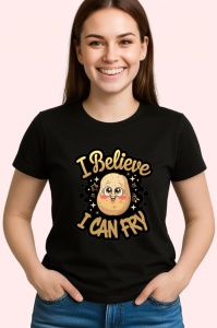 Tricou I Believe I Can Fry Cartof Personaj, Copii | Dama | Barbat, culoare negru - Img 3