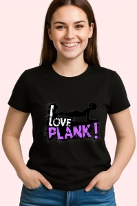 Tricou I Love Plank Alb Negru, Copii | Dama | Barbat, culoare negru - Img 3