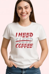 Tricou I Need Sleep Coffee, din bumbac 100%, tricou alb, Dama | Barbat - Img 2