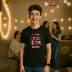 Tricou I Speak Drums Set Tobe, Copii | Dama | Barbat, culoare negru - Img 6