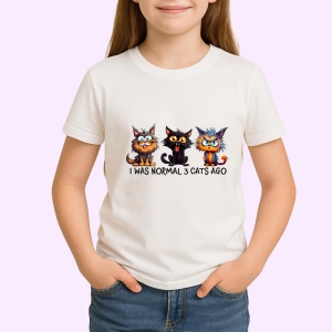 Tricou i was normal 3 cats ago poster pisici haioase colaj, Copii | Dama | Barbat - Img 3