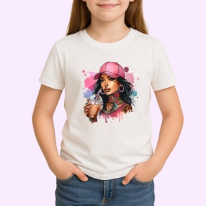 Tricou iced coffee girl brown hair, fata cafea rece cu par saten, Copii | Dama | Barbat - Img 3