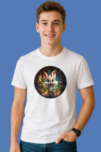 Tricou Iepuras Cu Lumini De Craciun, din bumbac 100% Copii | Dama | Barbat - Img 2