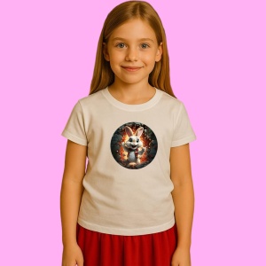 Tricou Iepuras Fericit, din bumbac 100% Copii | Dama | Barbat - Img 2