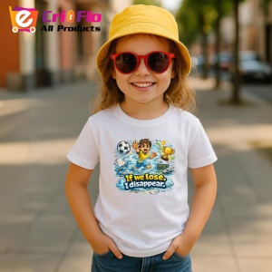 Tricou If We Lose I Disappear Copil Fotbalist Amuzant, din bumbac 100% , tricou alb pentru Copii | Dama | Barbat - Img 5