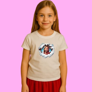 Tricou Iisus Cu Fundal Alb Si Zapada Craciun, din bumbac 100% Copii | Dama | Barbat - Img 2
