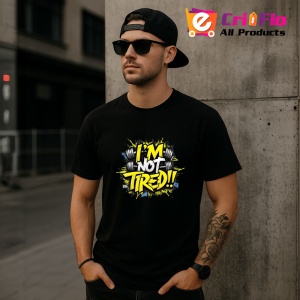 Tricou Im Not Tired Text Galben, Copii | Dama | Barbat, culoare negru - Img 7