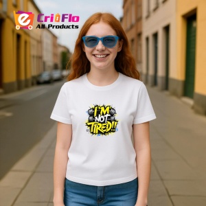 Tricou Im Not Tired Text Galben, Copii | Dama | Barbat - Img 9