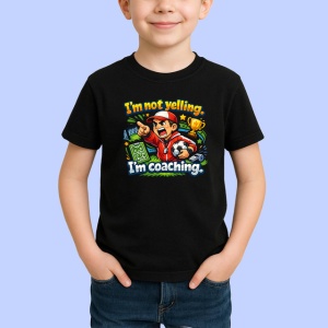 Tricou Im Not Yelling Im Coaching Antrenor Fotbal, din bumbac 100%, tricou negru Copii | Dama | Barbat - Img 2