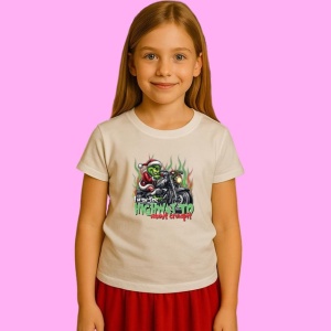 Tricou Im On The Highway To Mount Crumpit Grinch Riding Motorcycle, din bumbac 100%, tricou alb, Copii | Dama | Barbat