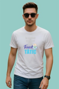 Tricou In Curand Voi Fi Cel Mai Fericit Tatic, din bumbac 100%, tricou alb, Dama | Barbat - Img 2