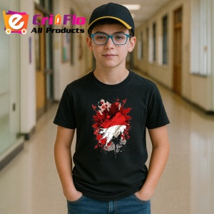 Tricou Indonesia Steag Splash Art, Copii | Dama | Barbat, culoare negru - Img 9
