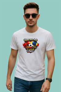 Tricou Inima Mea Bate In Culorile Echipei Romania Fotbal, din bumbac 100% , tricou alb pentru Copii | Dama | Barbat