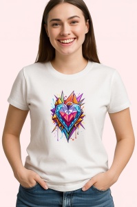 Tricou Inima Violet Cu Diamante Abstract, Copii | Dama | Barbat