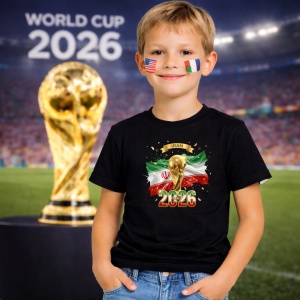 Tricou Iran World Cup 2026 Fifa V2, din bumbac 100%, tricou negru, Copii | Dama | Barbat - Img 5
