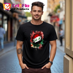 Tricou Iraq Steag Splash Art, Copii | Dama | Barbat, culoare negru - Img 4