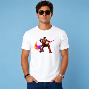 Tricou Iron Man Flying Hero Paint Splash Urban Neon Design, din bumbac 100% Copii | Dama | Barbat - Img 2