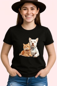 Tricou Jack Russell Terrier si pisica tabby echipa vesela Copii | Dama | Barbat Barbat - Img 6