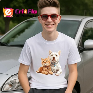Tricou Jack Russell Terrier si pisica tabby echipa vesela Copii | Dama | Barbat Barbat - Img 8