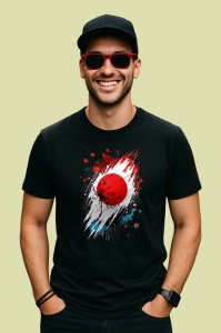 Tricou Japan Steag Splash Art, Copii | Dama | Barbat, culoare negru - Img 2