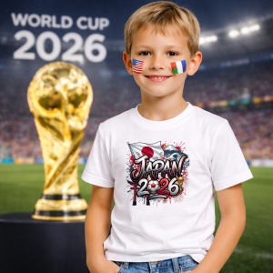 Tricou Japan World Cup 2026 Fifa, din bumbac 100%, tricou alb, Copii | Dama | Barbat - Img 5