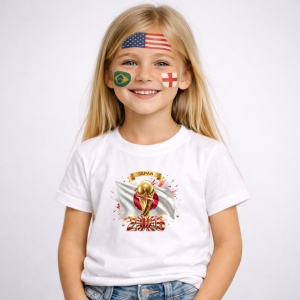 Tricou Japan World Cup 2026 Fifa V2, din bumbac 100%, tricou alb, Copii | Dama | Barbat