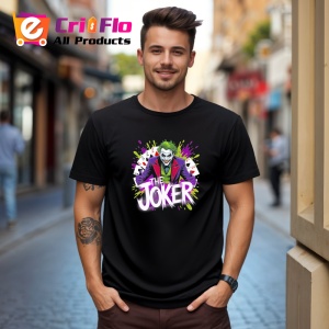 Tricou Joker fundal mov privire in jos, Copii | Dama | Barbat , tricou negru - Img 10