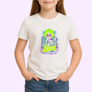 Tricou joker fundal neon verde mov modern, Copii | Dama | Barbat - Img 3