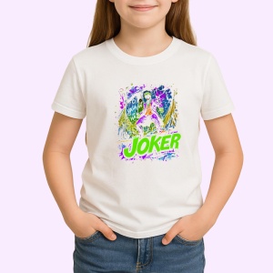 Tricou joker fundal salbatic galben mov, Copii | Dama | Barbat - Img 3