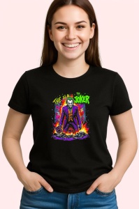 Tricou Joker in flacari stil colorat, Copii | Dama | Barbat , tricou negru - Img 3