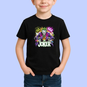 Tricou Joker zambet nebun cu vopsea, Copii | Dama | Barbat , tricou negru - Img 2
