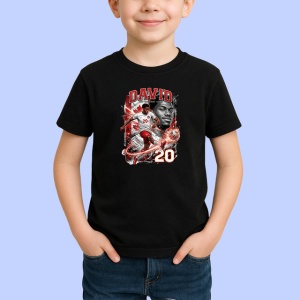 Tricou Jonathan David Canada Atacant Fotbal, din bumbac 100%, tricou negru Copii | Dama | Barbat - Img 2