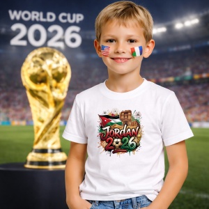 Tricou Jordan World Cup 2026 Fifa, din bumbac 100%, tricou alb, Copii | Dama | Barbat - Img 5