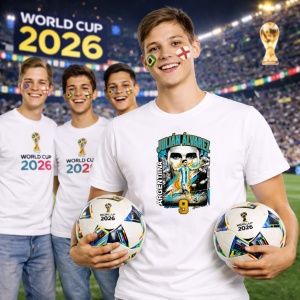 Tricou Julian Alvarez Argentina World Cup Fifa 2026, din bumbac 100%, tricou alb, Copii | Dama | Barbat - Img 7