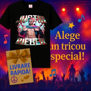 Tricou Justin Bieber - Shirtless Portrait, muzica Hip-Hop / Trap, Dama | Barbat | Copii, Culoare Negru - Img 7