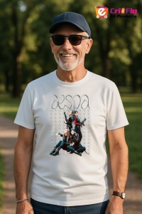 Tricou K-Pop cu AESPA, din bumbac 100% Copii | Dama | Barbat - Img 2